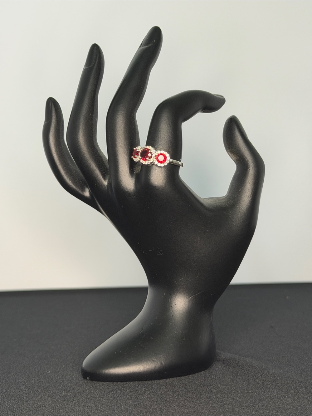 CZ Triple Red Crystal Ring